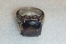 Sterling Silver 925 Ring With dark brown Stone Size 6 1/2 W112