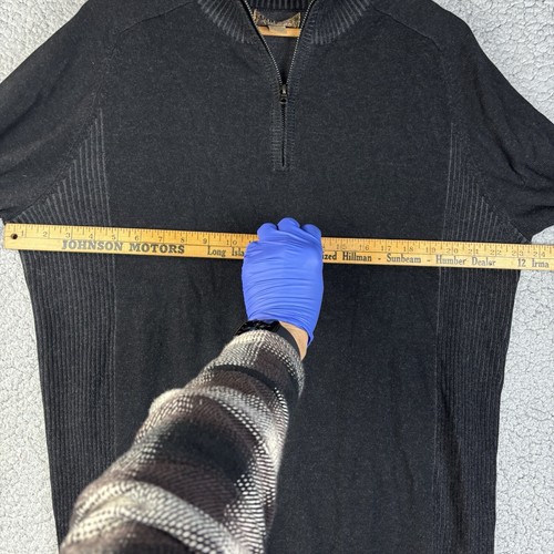 Mens Large 1/4 Zip Sweater Pullover Long Sleeve Charcoal Gray Blue Pronto Uomo - 第 9/12 張圖片