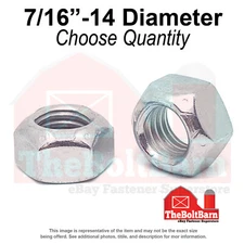 7/16"-14 Grade 8 Hex Top Lock Nuts Zinc Clear Coarse Thread (Pick Quantity)