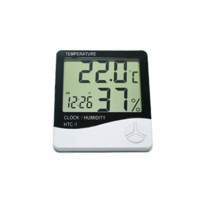 Indoor Bedroom Digital LCD Temperature Humidity Meter Clock Home Thermometer