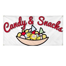 Vinyl Banner Multiple Sizes Candy Snacks Restaurant Cafe Bar Restaurant  Food