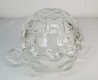 Vintage Anchor Hocking USA Heavy Clear Art Glass Turtle Trinket Candy Dish