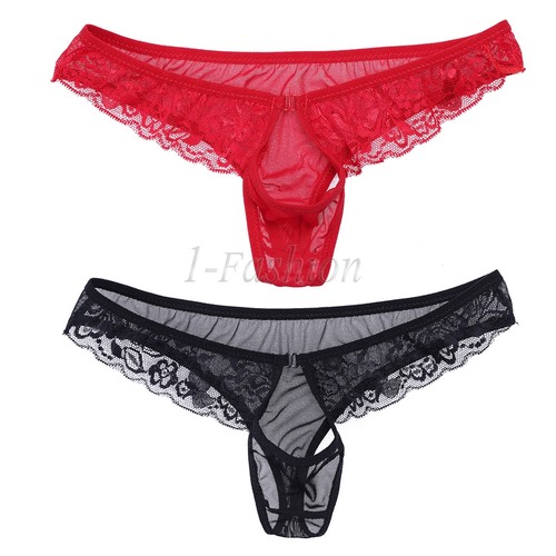 Para hombre Pene Agujero Encaje Malla Bikini Ropa Interior Calzoncillos Cortos | eBay