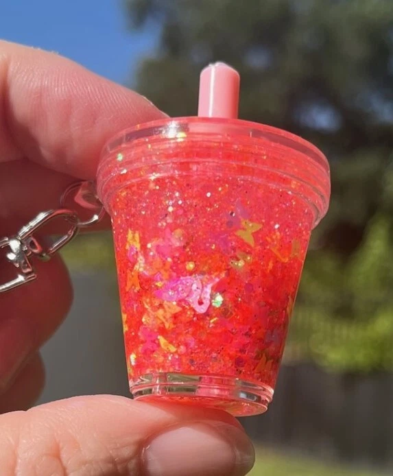 Mini Snow Globe Coffee Cup Keychain - Custom Purse or Backpack Charm