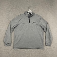 Under Armour Pullover Mens Large Loose Fit Gray ColdGear 1/4 Zip Long Sleeve Dad