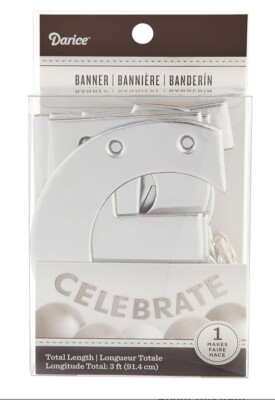 Darice CELEBRATE Silver Foil Letter Banner