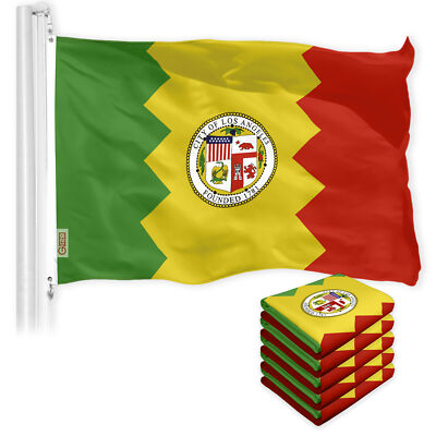 NEW G128 Los Angeles Flag 5-Pack 3x5 FT, City Printed 150D Polyester