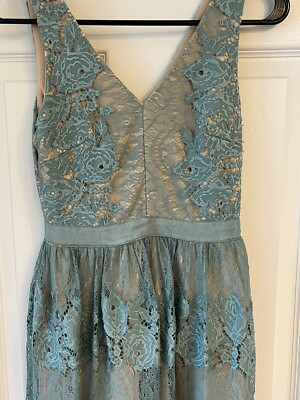 Francesca's Dress Sz XXS Teal Blue Lace Overlay Sleeveless Party Wedding Guest