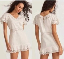 Love Shack Fancy Thara Dress True White Lace Mini Cottage Core Romantic Petite