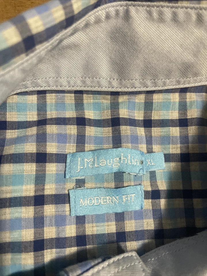 J. McLaughlin Gramercy Modern Fit Shirt Button Up Long Sleeve Plaid Check Men XL - Image 3 of 4