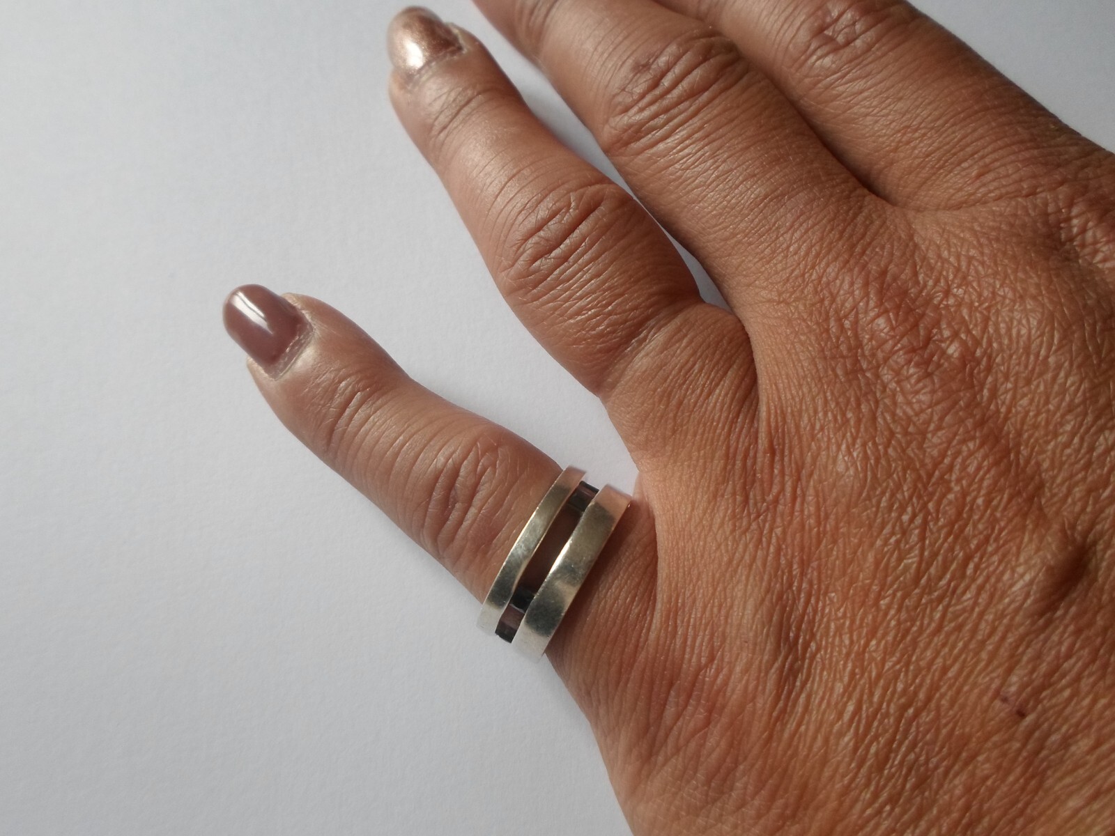 solid silver ring, openwork ring, onyx squares, s… - image 3