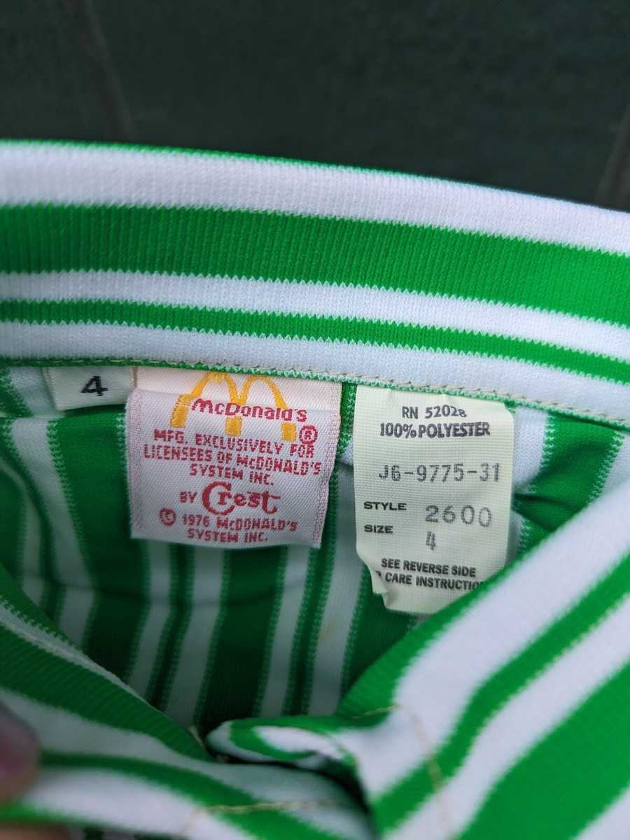 Vtg 70s Crest Green McDonalds Women Uniform Shirt Short Sleeve Sz