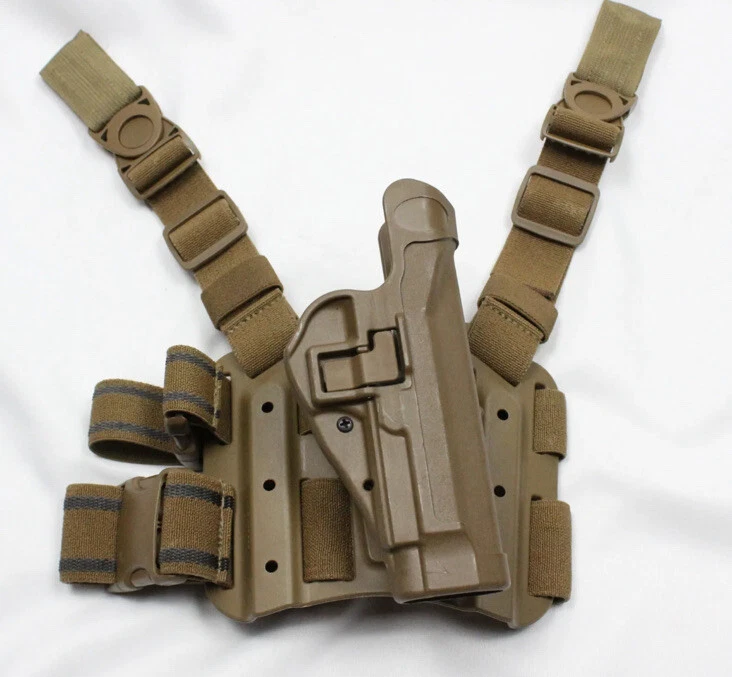 Blackhawk Serpa Drop Leg Rig & Holster For Beretta 92 96 M9 & M9A1 Coyote Used - Image 3 of 3