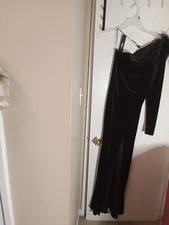 Fashion Nova Black Long Dress One Sleeve/embellished Ĺ With split on back