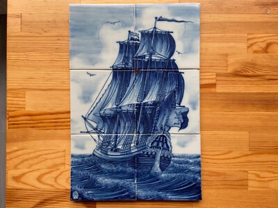 FREE SHIPMENT Unique 6 TILE tableau MAKKUM Tichelaar Delft Holland