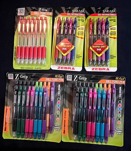 Zebra Z-Grip Gel Retractable Ballpoint Pen 53 Count Medium Point Multi Color Lot