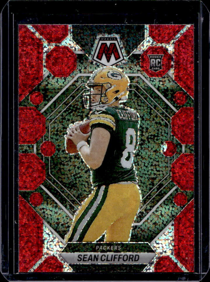 2023 Mosaic Sean Clifford Red Sparkle RC #361 Packers