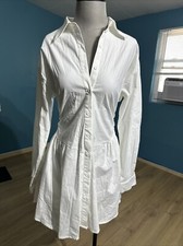 Fashion Nova Friday Feels White Shirt Dress Size L Button Front Long Sleeve