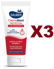 3 SAUBER ANTIBACTERIAL PROTECTIVE HAND CREAM WITH PROPOLIS AND SHEA BUTTER 75ML