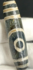 Tibetan Agate Dzi Bead   2 Eyes   Amulet Pendant 55.5mm x 14mm