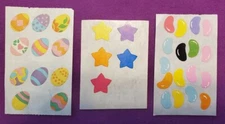 Vintage 1980's Mrs Grossmans Stickers: Jelly Beans, Easter Eggs, Stars: Lot of 3