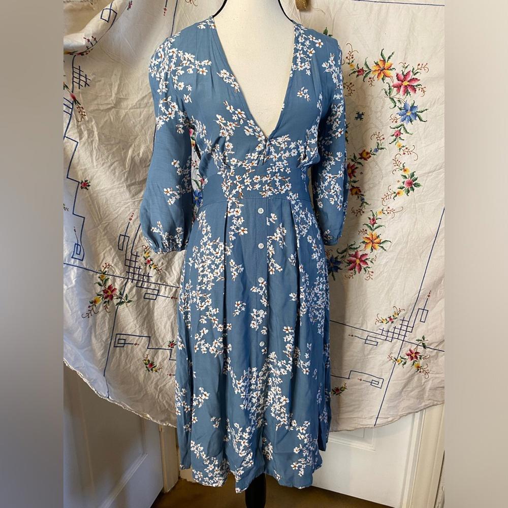 faithfull the brand blue floral dress Dehrra Dress main image 1