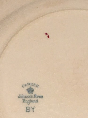 VINTAGE JOHNSON BROS. ENGLAND PAREEK MAROON GOLD DINNER PLATE 11” - Picture 9 of 12