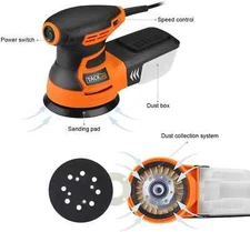 Tacklife Random Orbit Sander - Drywall Sander 5-Inch 3.0A with 12Pcs Sandpapers