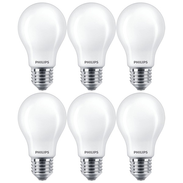 6 X Philips Led A60 Birne 7W = 60W E27 Opal Matt 806Lm Warmweiß 2700K Dimmbar-image