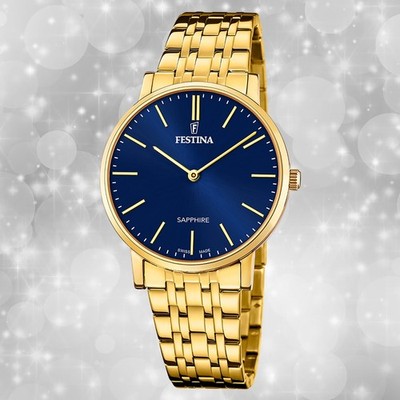 Festina Herrenuhr Swiss Made Armbanduhr Edelstahl gold UF20046/4