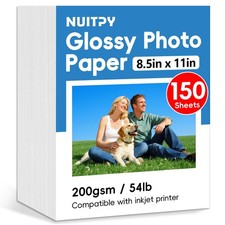 150 Sheets 8.5x11 Glossy Photo Paper, Inkjet, 200gsm 54lb, Picture, Brochure
