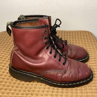 Dr Martens 1460 Cherry Red Leather Lace Up Boots Womens US Sz 8
