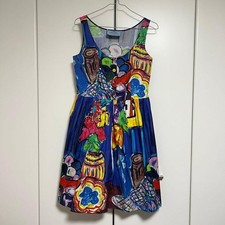 PRADA Pleated Painting Dress Size 40 Multicolor Elegant Design