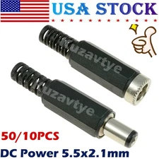50Pairs DC Power Plug 5.5x2.1mm Socket Welding Connector M&F Electrical Sockett