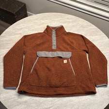 Carhartt Women  s Sherpa Fleece Pullover Womens Large Rust Orange 1/4 Snap Anorak