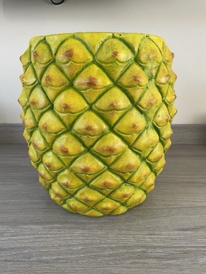 Großer Ananas Übertopf Topf 12  hoch gelb grün 8  Öffnung
