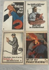 4x Orig. Unfallverhütungsplakate DIN A4 1920er/30er Jahre Berufsgenossenschaft