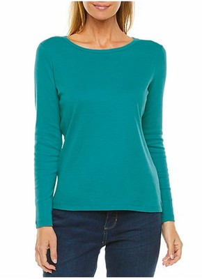 Essential Tee Shirt Sz 2X Crew Neck L Sleeve Teal Casual Basic St John's Bay New