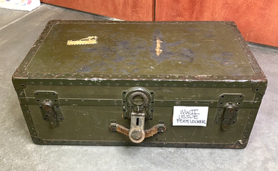 Vintage WWII Army Trunk Footlocker Wood/Metal Air force Green Box