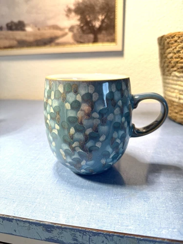 Denby Discontinued Azure Shell Blue Coffee Mug Pottery Stoneware