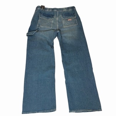 True Religion Vinny Ultra Baggy Wide Carpenter Pants Blue Denim