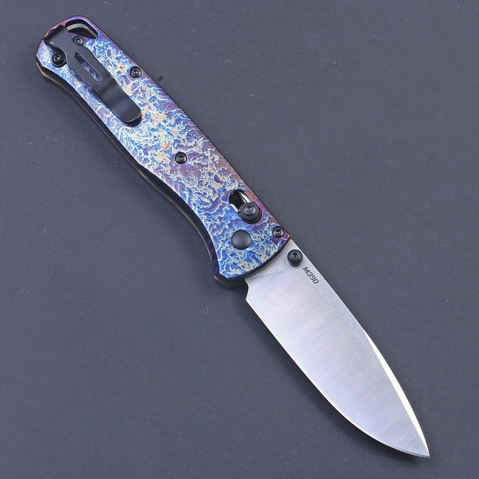 Custom Made Blue Anodized Titanium Handle High Quality Axis Lock Pocket Knife - Image 2 of 4