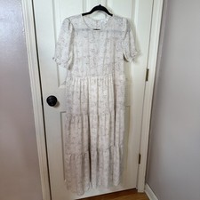 mitto shop tiered midi dress scattered dot print short sleeve womens size medium