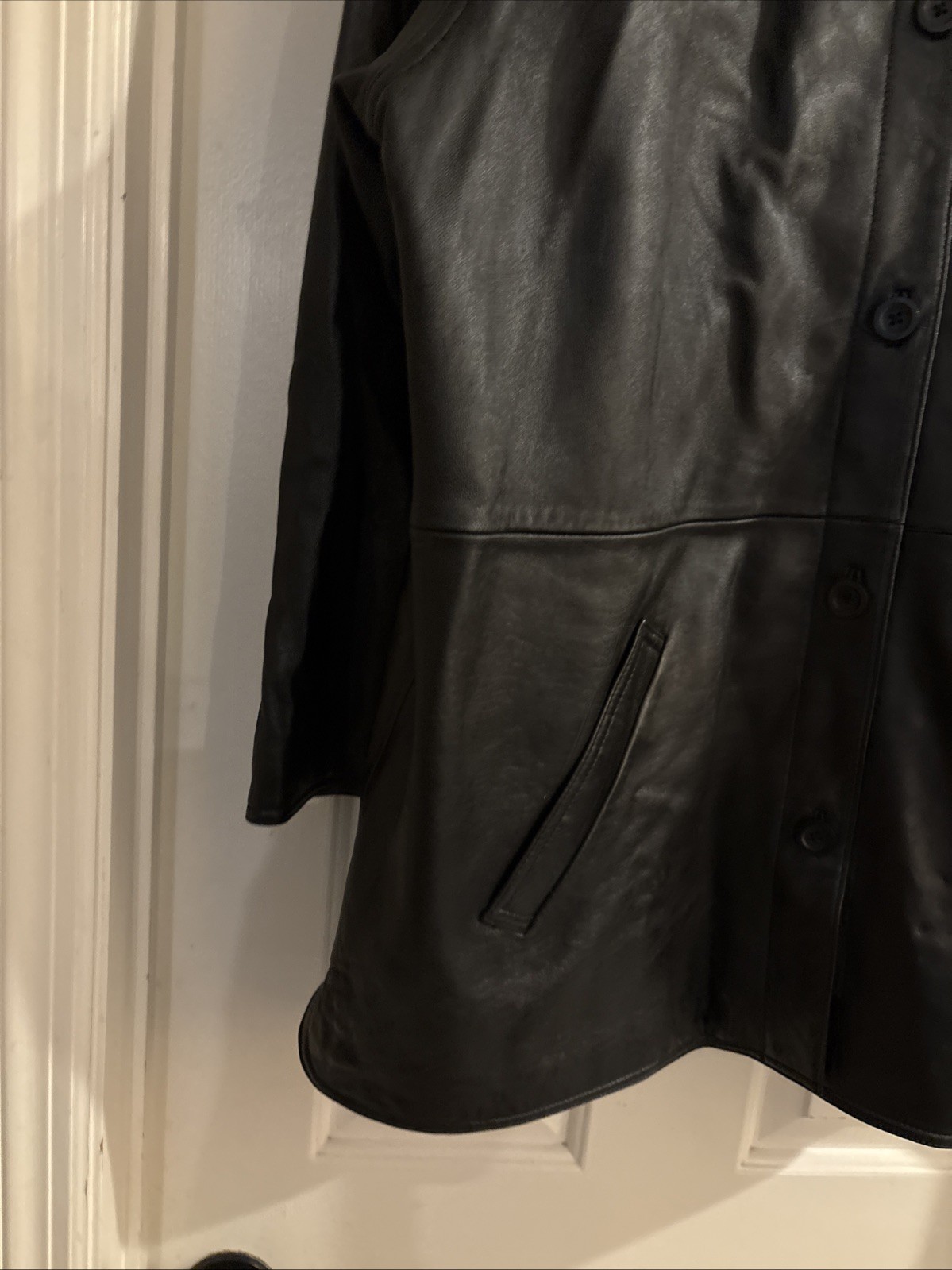 Centigrade Leather Button Jacket Soft Black Lined… - image 9