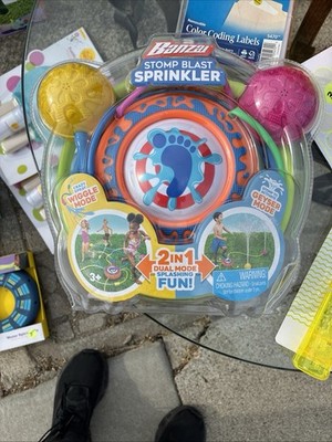 Banzai Stomp Blast Sprinkler 2-in-1 Dual Mode Water Toy Multicolor Plastic