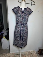 Talbots Paisley Sheath Knee Length Dress Cap Sleeve Size 4