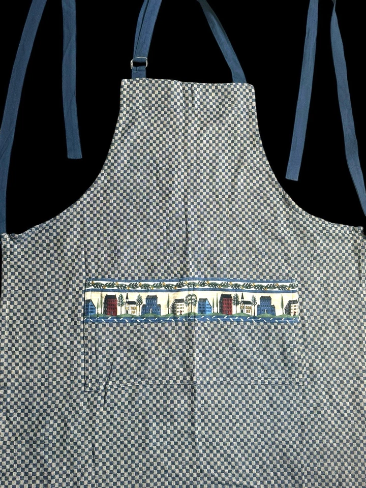 Vintage Kay Dee Designs Apron Deb Strain Fabric House Border Checkered Cottage - Image 4 of 4