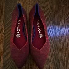 Rothy  s Women  s Burgundy Knit Pointed Toe Slip On Ballet Flats Lightweight 6.5