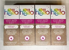 4~hello Unicorn Sprakle Kids Fluoride Bubble Gum Toothpaste 4.2 oz Exp 1/27
