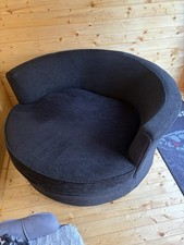 DFS Black Upholstered Accent swivel cuddle Chair Indoor - 130 x 130 x 67